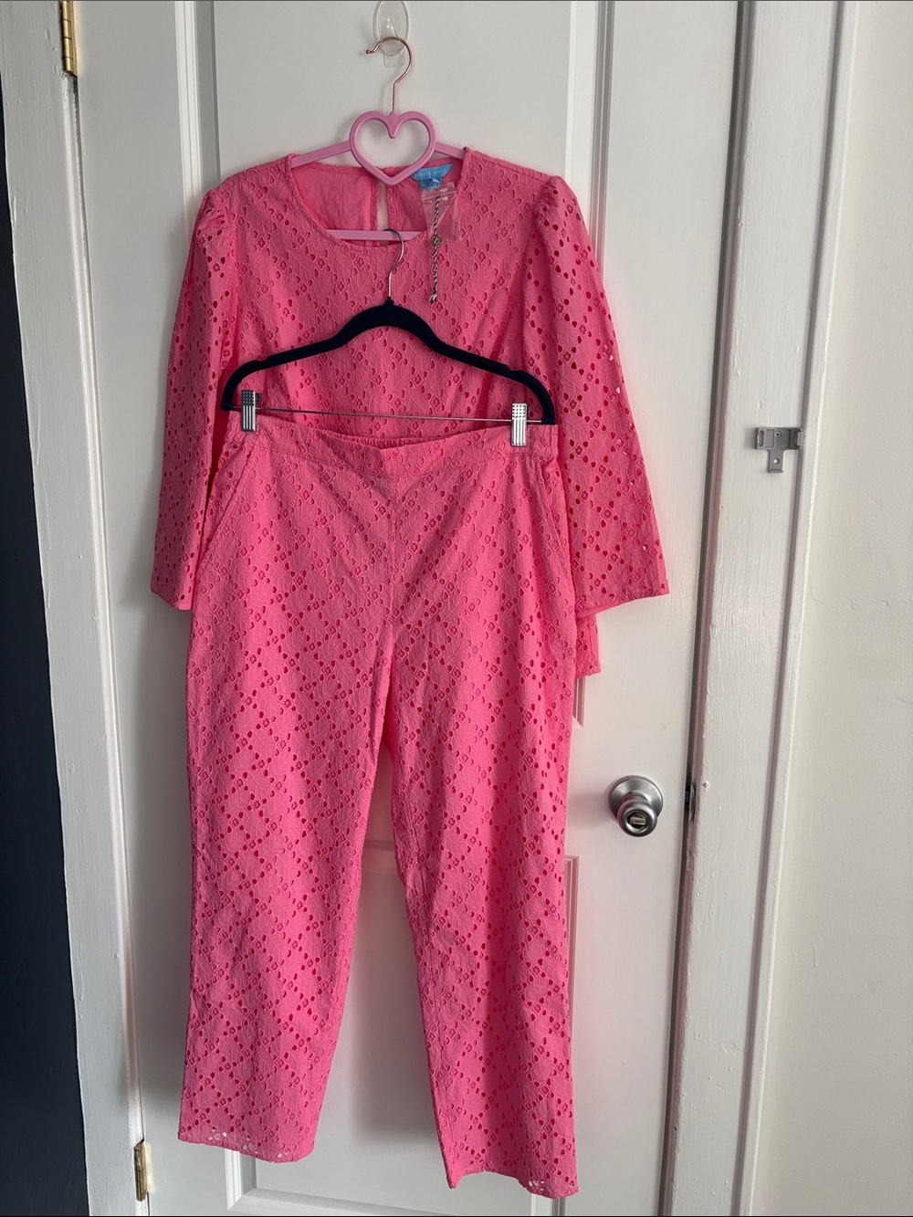 Draper James Hot Pink Eyelet Two-Piece Set